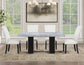 Artemis 5-Piece 70″ Rect Gray Marble Table, Black Finish w/4 White Vegan Leather Chairs