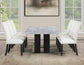 Artemis 5-Piece 70″ Rect Gray Marble Table, Black Finish w/4 White Vegan Leather Chairs