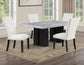 Artemis 5-Piece 70″ Rect Gray Marble Table, Black Finish w/4 White Vegan Leather Chairs