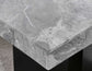Artemis 5-Piece 70″ Rect Gray Marble Table, Black Finish w/4 White Vegan Leather Chairs