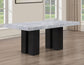 Artemis 5-Piece 70″ Rect Gray Marble Table, Black Finish w/4 White Vegan Leather Chairs