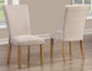 Artemis 5 Piece 70″ Rect White Marble Table, Tan Finish w/4 Beige Chenille Chairs