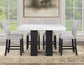 Artemis 5-piece 54″ Square White Marble Counter Table with 4 Gray Chenille Counter Chairs
