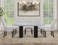 Artemis 5 Piece 70″ Rectangular Gray Marble Table, Black Finish with 4 Gray Chenille Chairs