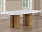 Artemis 70″ White Marble Top Dining Table, Sand Finish