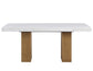 Artemis 70″ White Marble Top Dining Table, Sand Finish
