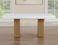 Artemis 70″ White Marble Top Dining Table, Sand Finish