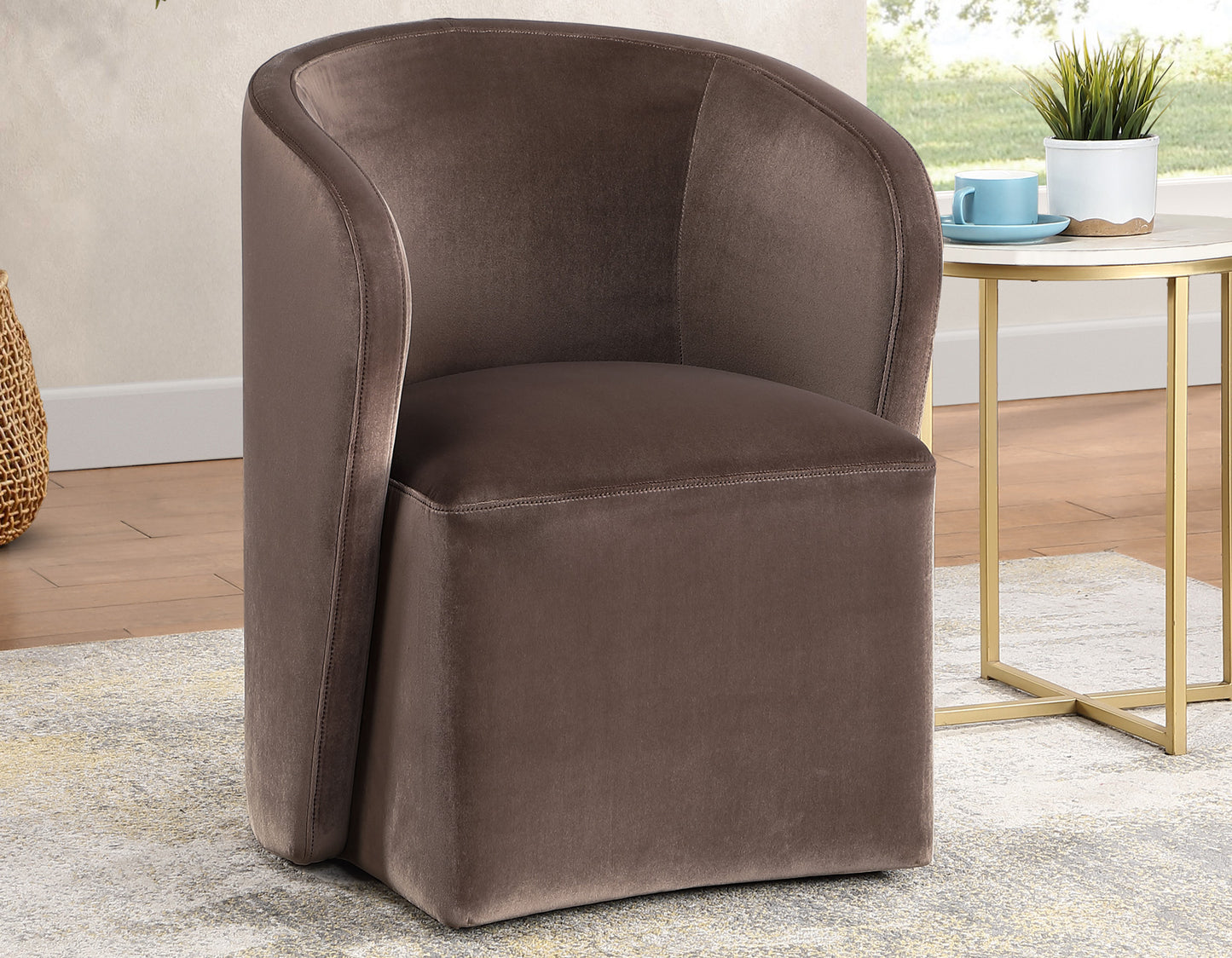 Vaughn 5-Piece Dining Set with Annie Barrel Chocolate Velvet Chairs