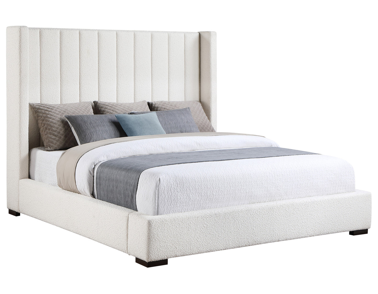 Pearson Queen Bed, Cream Velvet