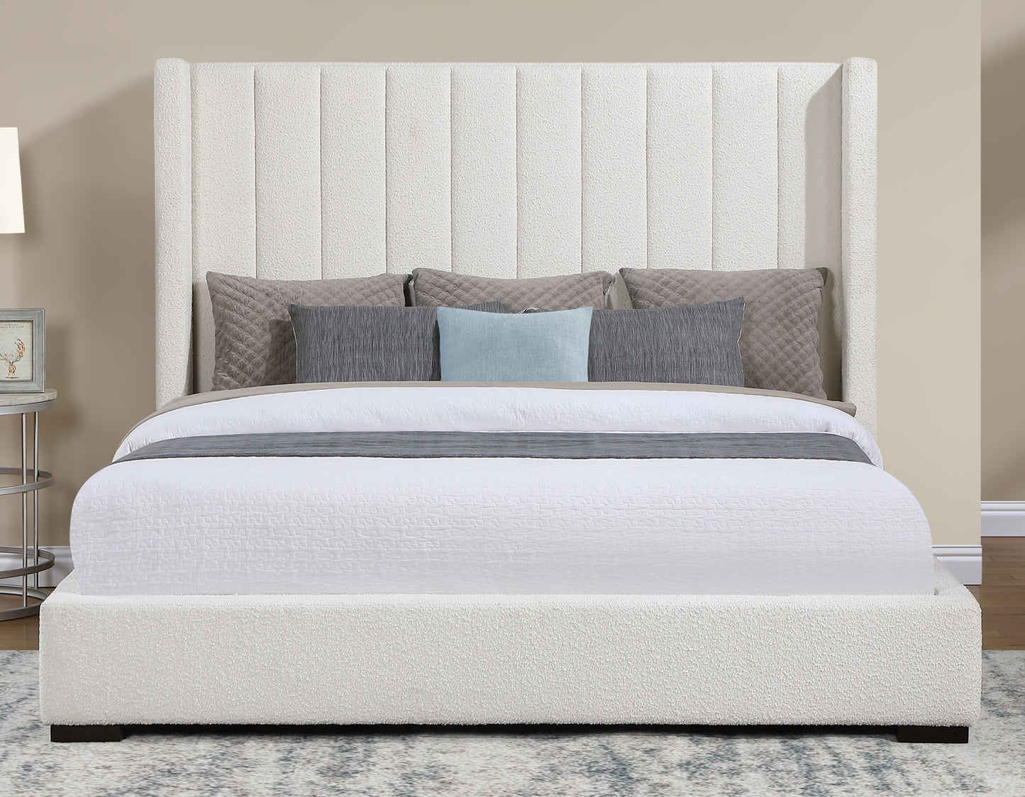 Pearson Queen Bed, Cream Velvet