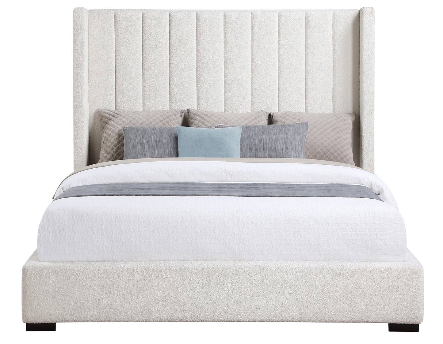 Pearson Queen Bed, Cream Velvet