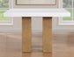 Artemis 5-Piece 54″ Square White Marble Counter Table, Sand Finish w/4 Brown Velvet Counter Chairs
