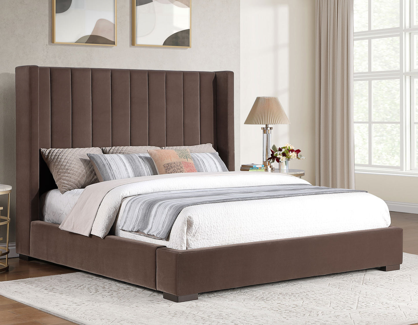 Pearson Queen Bed, Chocolate Velvet