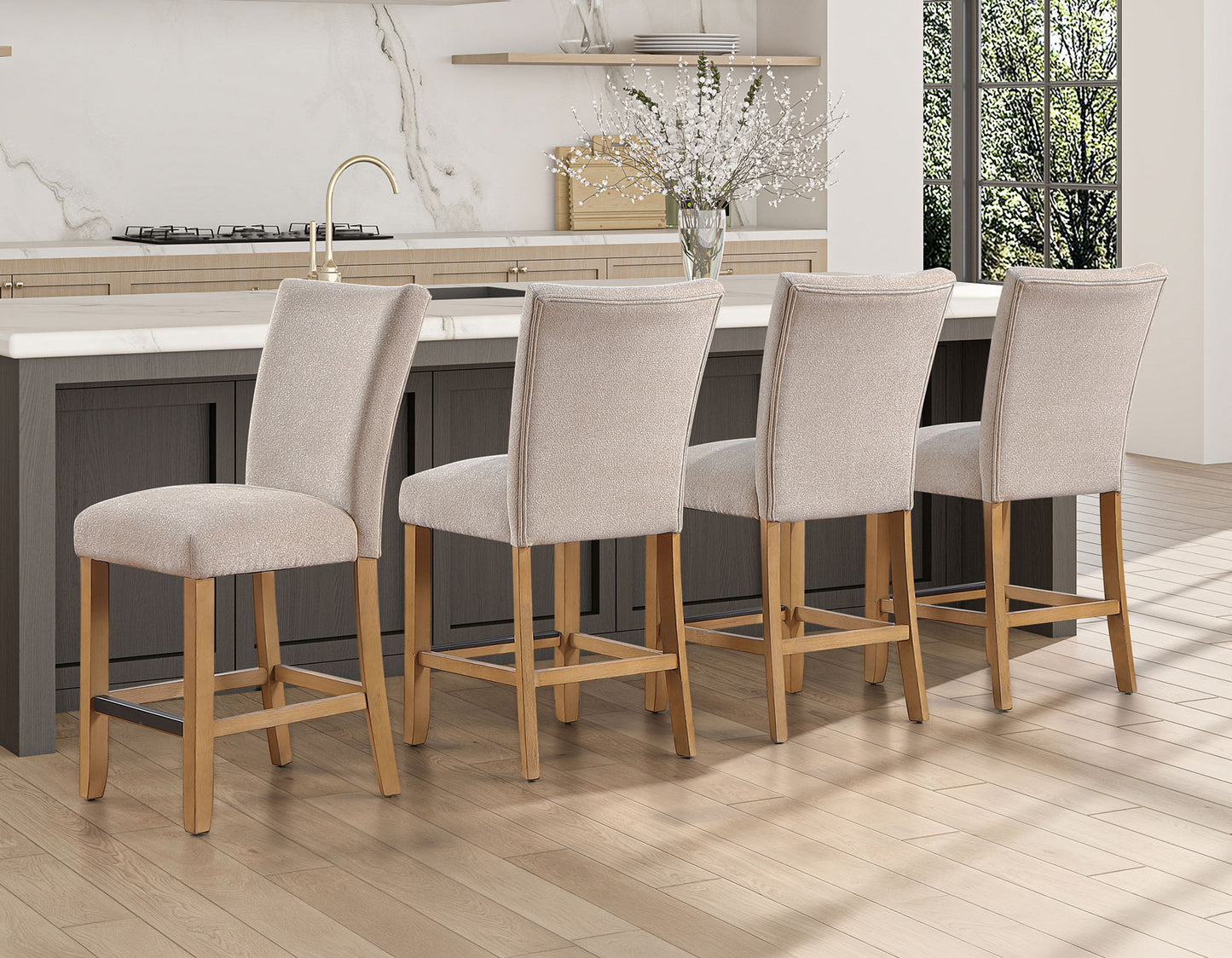 Artemis 24″ Counter Stool, Beige Chenille