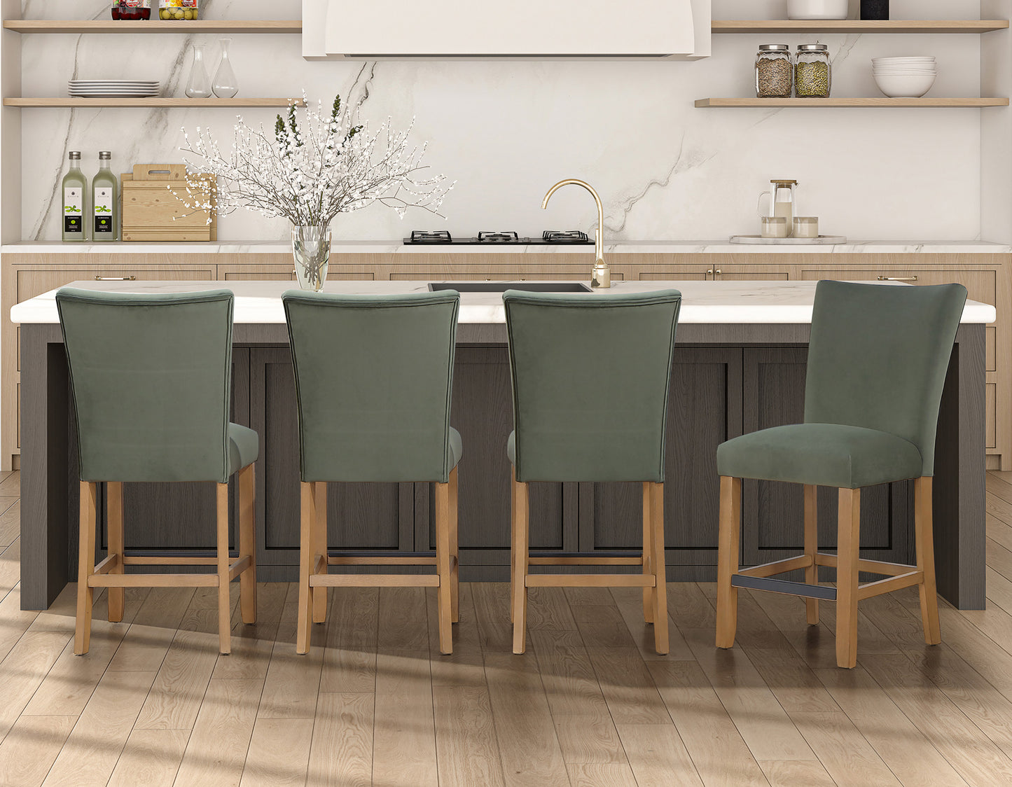 Artemis 24″ Counter Stool, Green Velvet