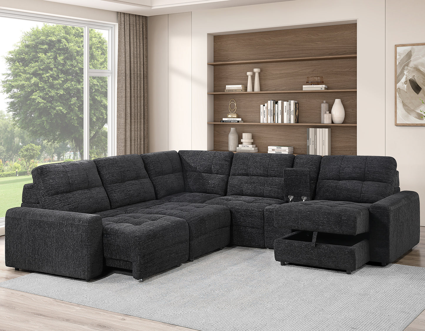 Snyder 7-Piece Slider Sectional, Black