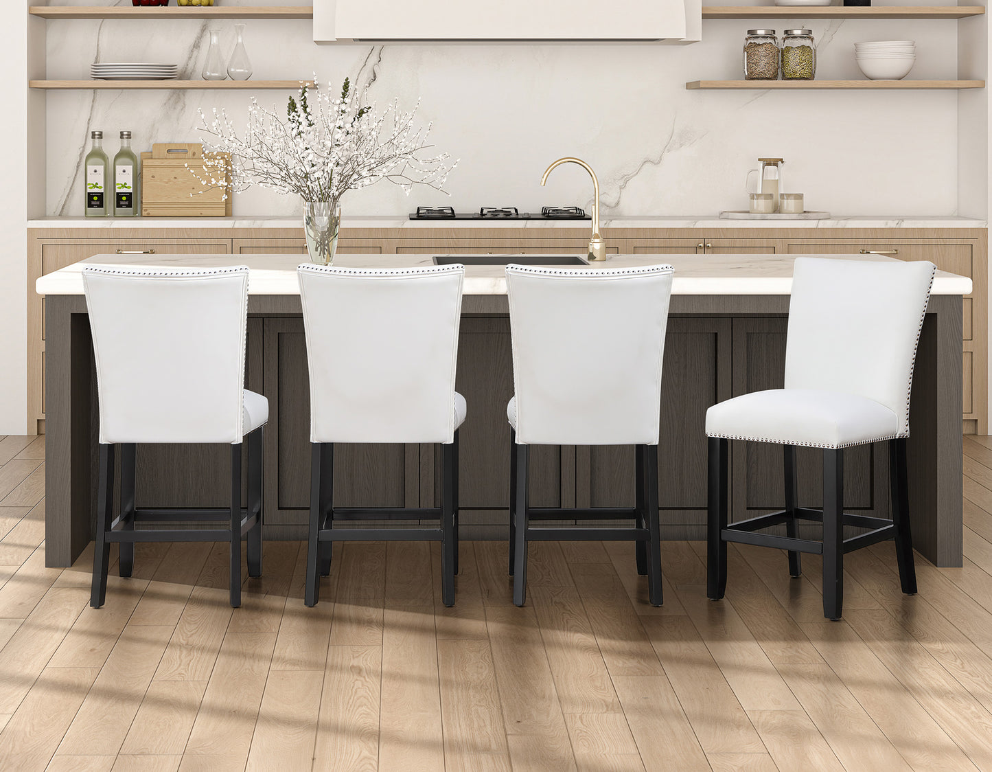 Artemis 24″ Counter Stool, White Vegan Leather