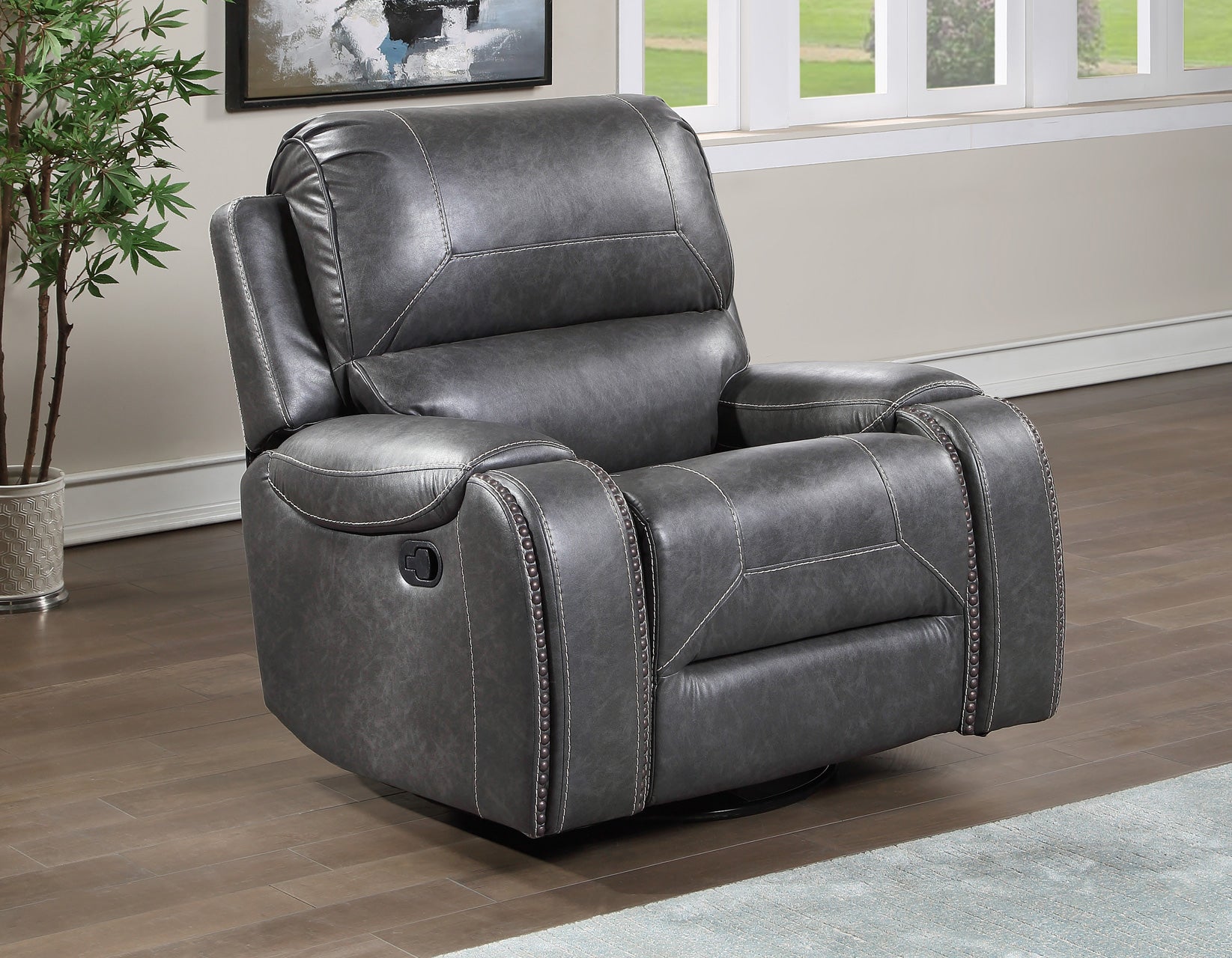 Keily Recliner, Manual Swivel, Glider, Grey - Discount Furniture Connection