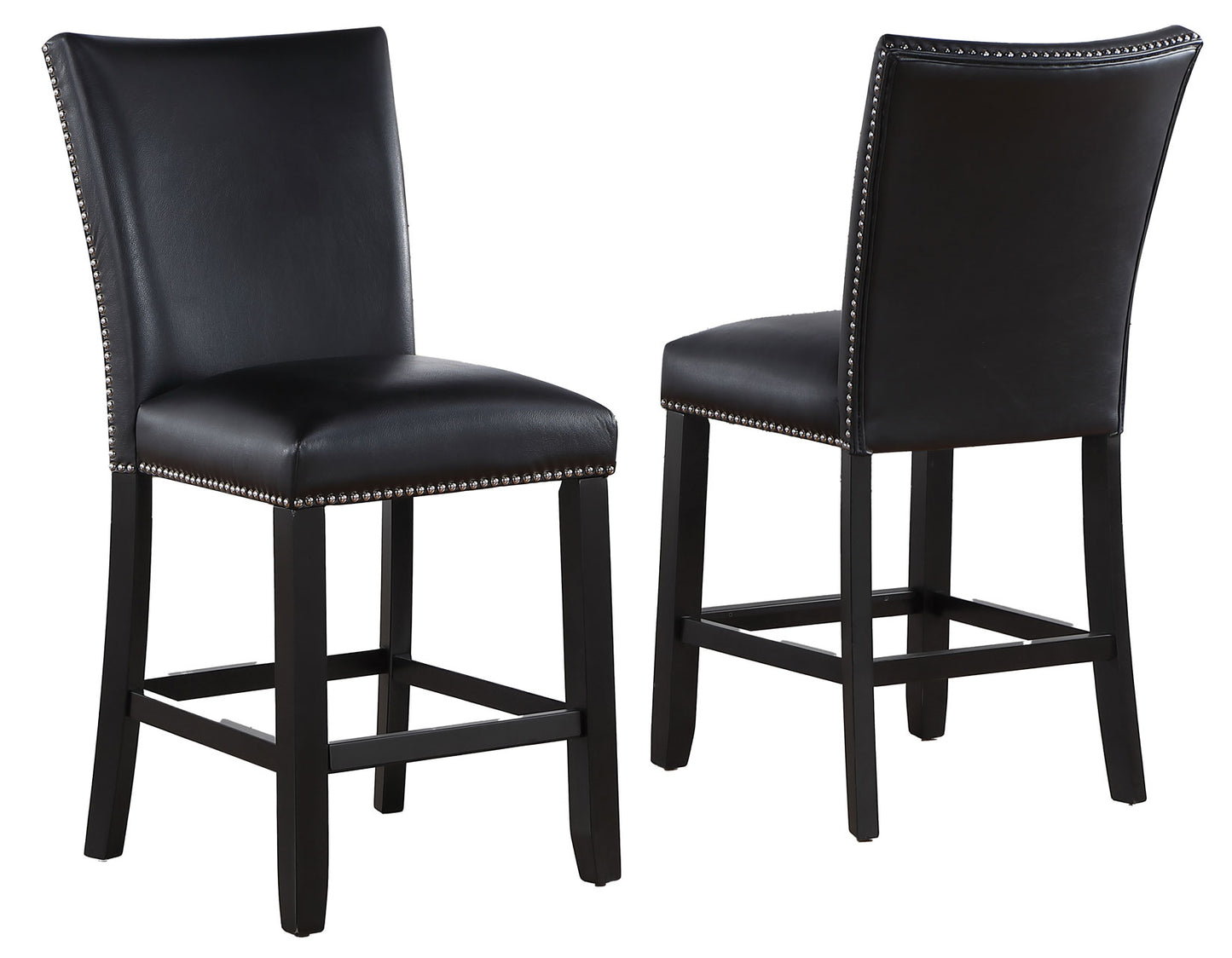 Artemis 24″ Counter Stool, Black Vegan Leather
