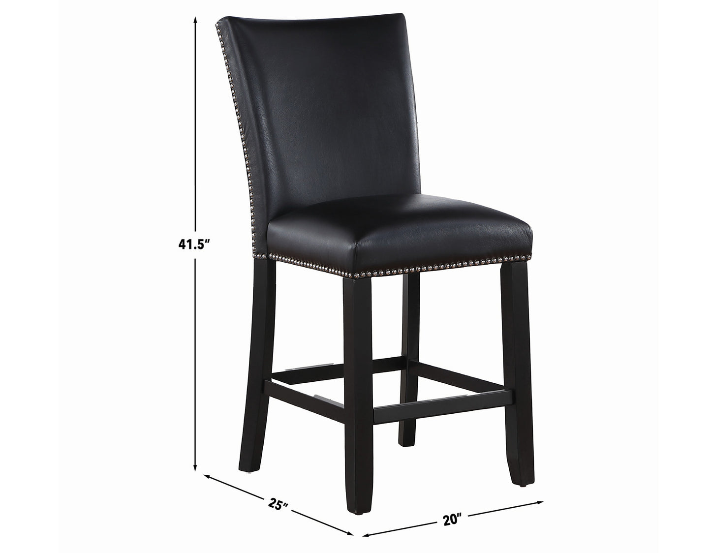 Artemis 24″ Counter Stool, Black Vegan Leather