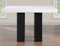 Artemis 5-piece 54″ Square White Marble Counter Table with 4 Artemis White Vegan Leather Counter Chairs