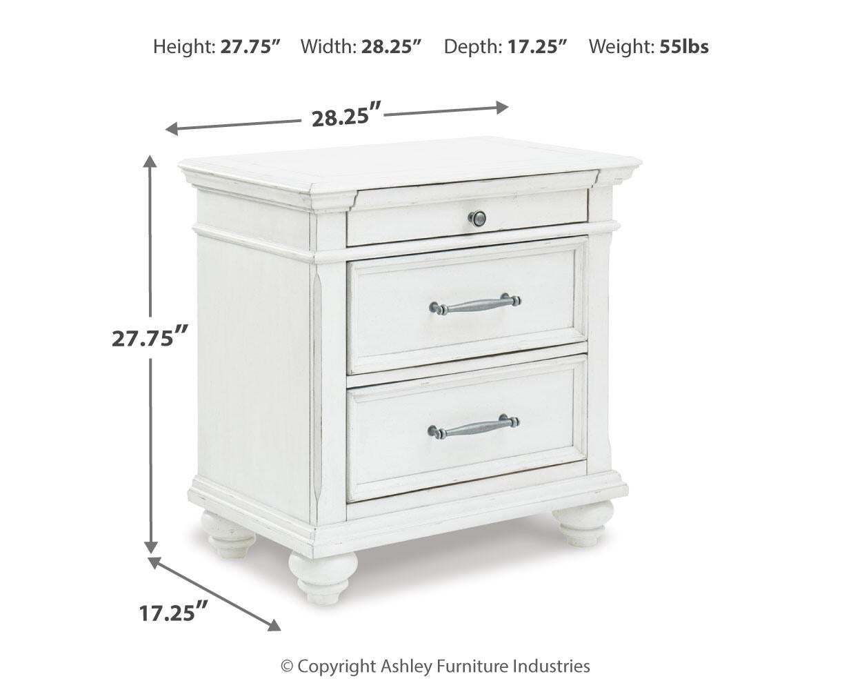Kanwyn Three Drawer Night Stand - Discount Furniture Connection