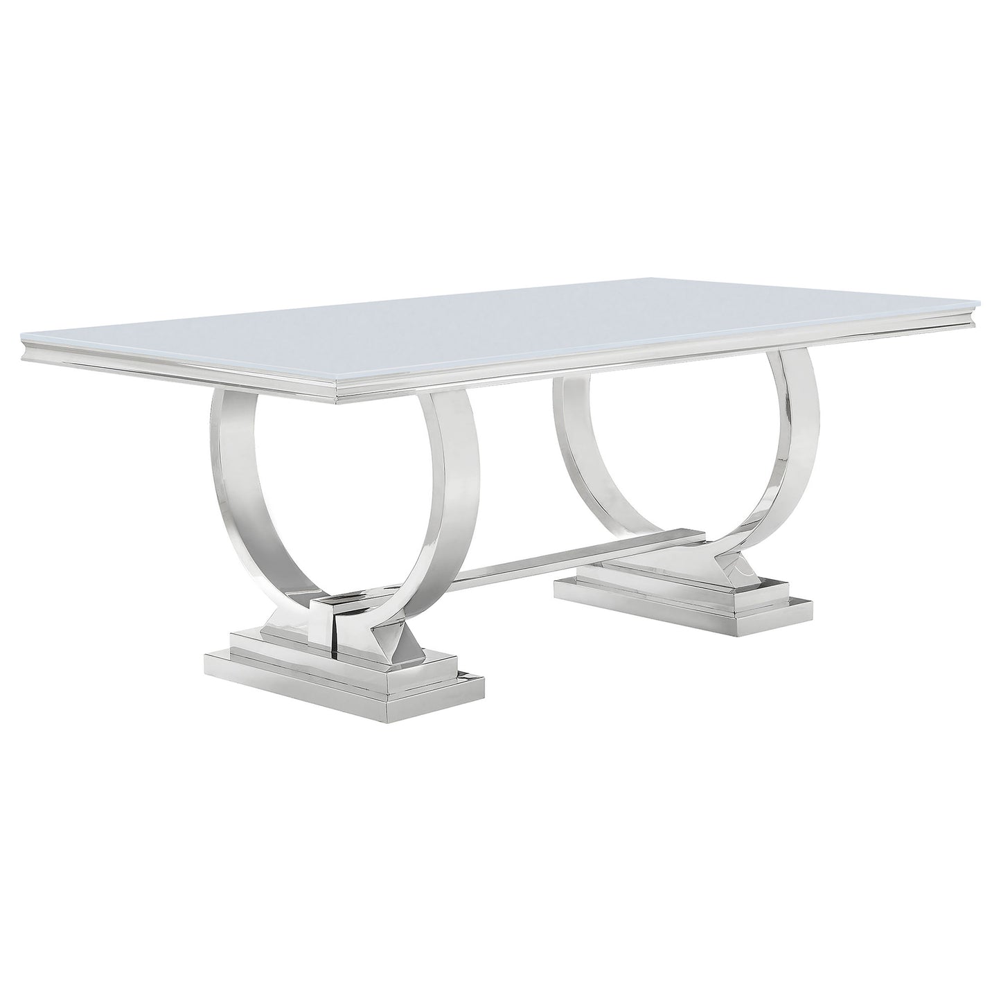 Antoine 7-piece Rectangular Glass Top Dining Table Set White