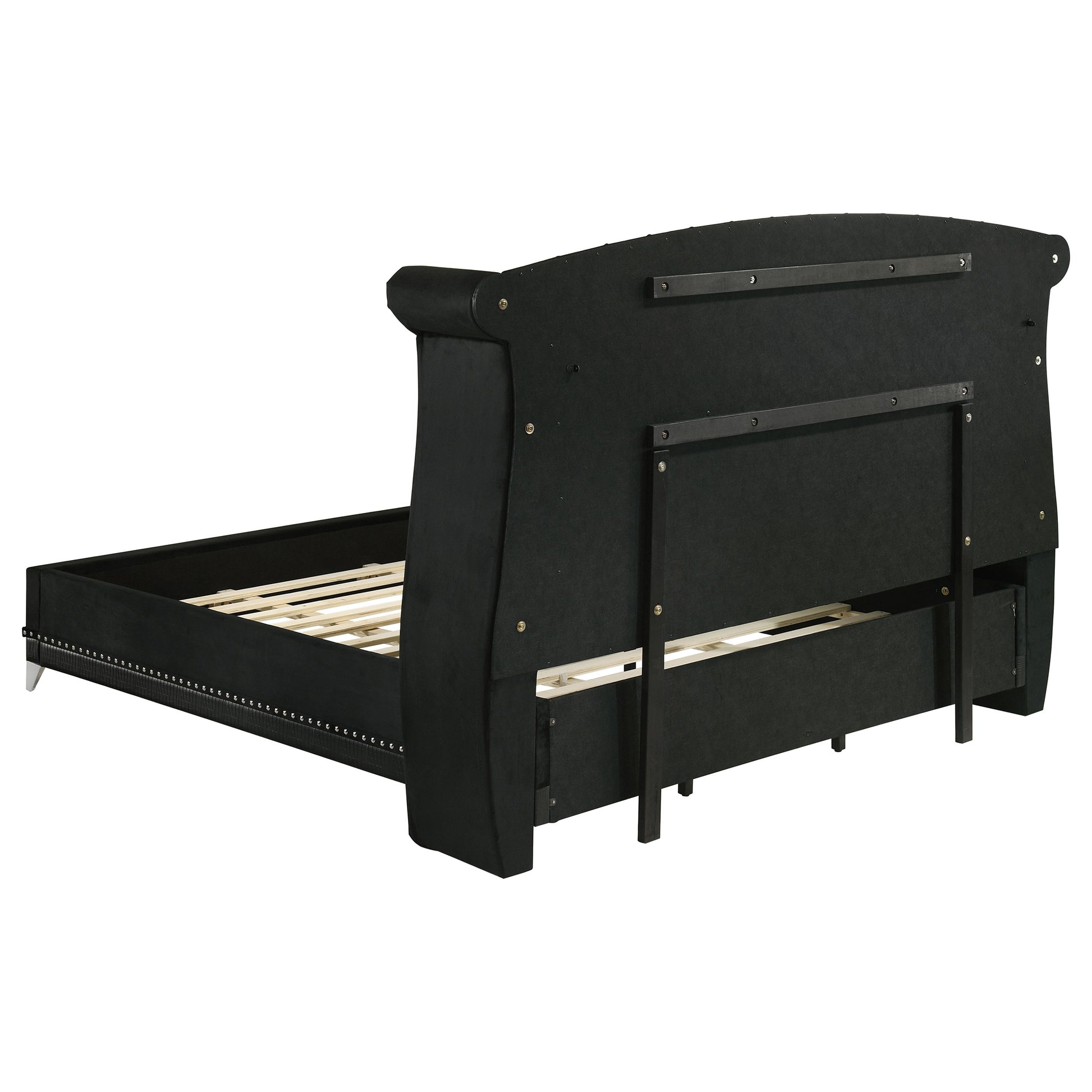 Barzini Upholstered California King Wingback Bed Black - Discount Furniture Connection