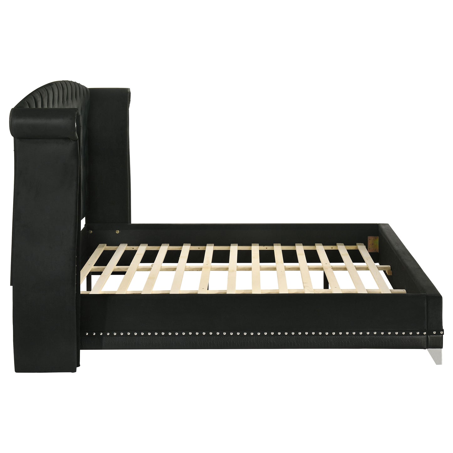 Barzini Upholstered California King Wingback Bed Black - Discount Furniture Connection