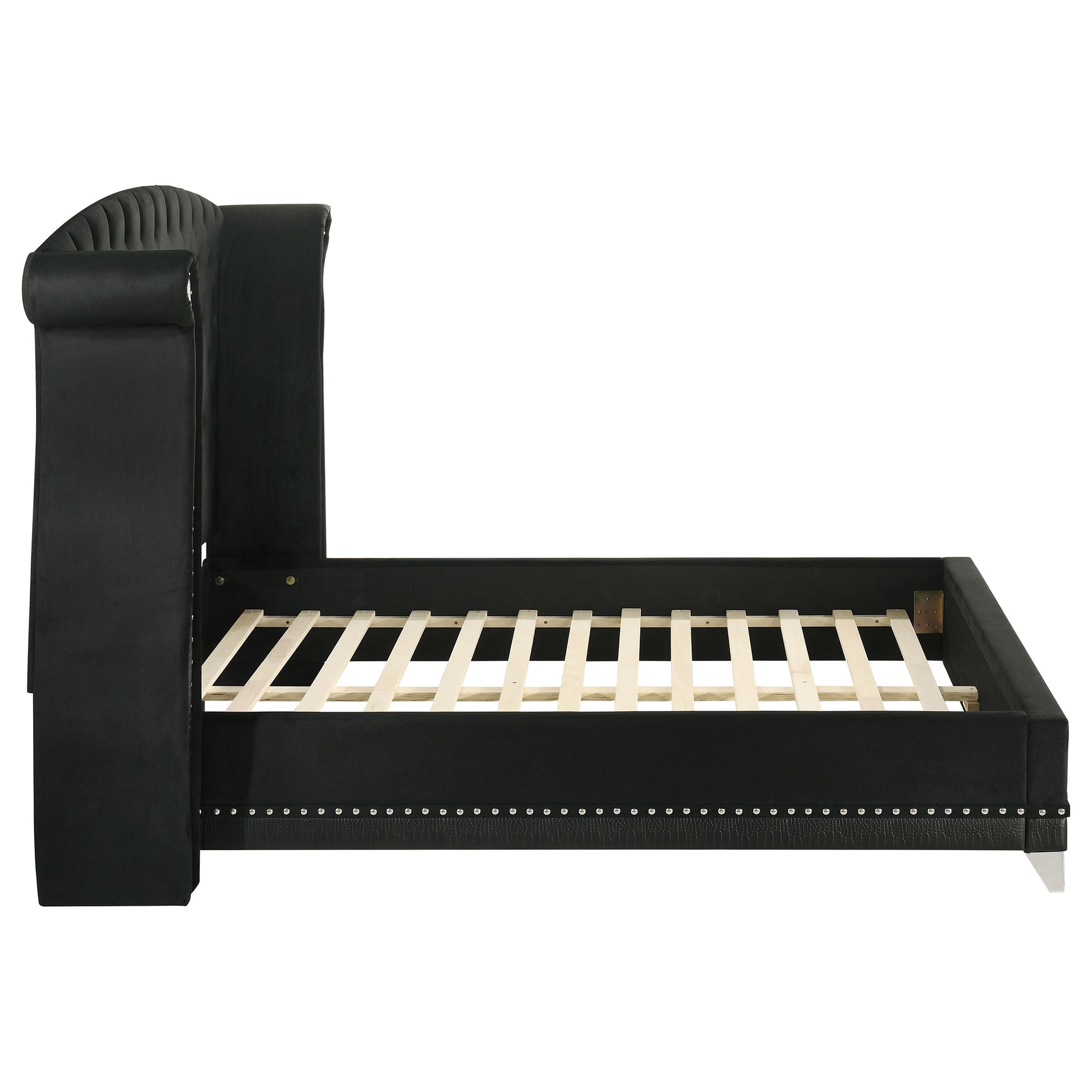 Barzini Upholstered Queen Wingback Bed Black - Discount Furniture Connection