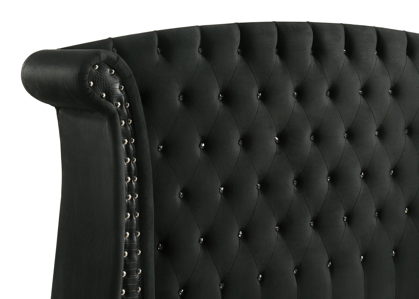 Barzini Upholstered California King Wingback Bed Black - Discount Furniture Connection