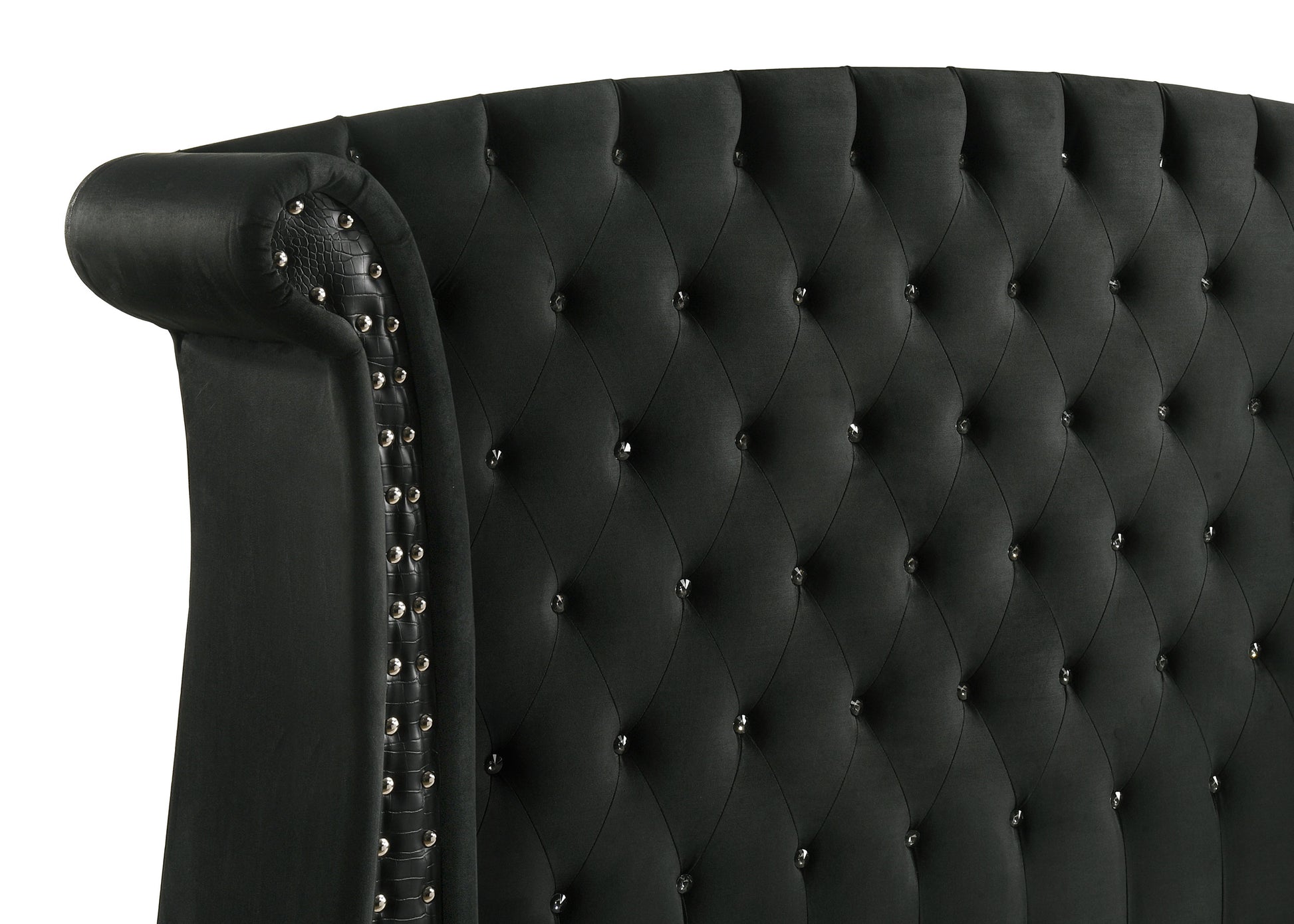 Barzini Upholstered California King Wingback Bed Black - Discount Furniture Connection