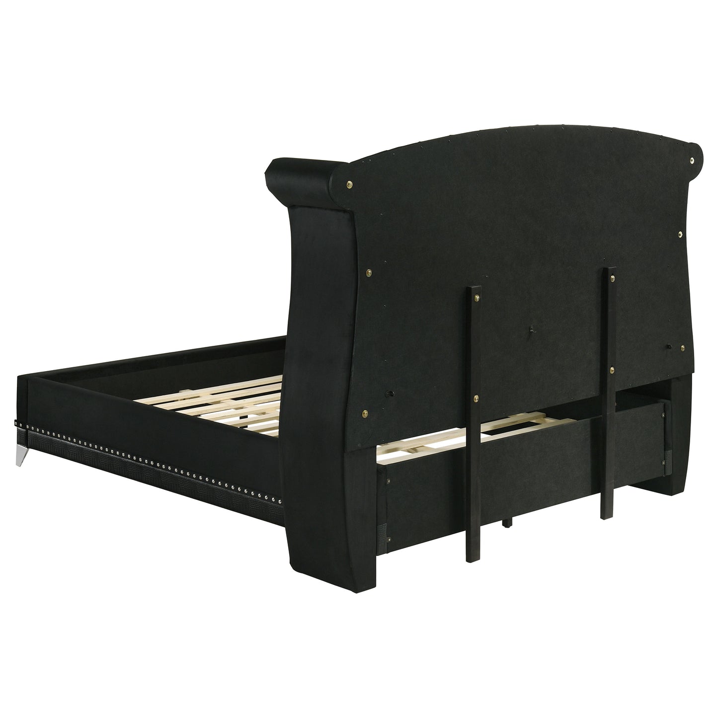 Barzini Upholstered Queen Wingback Bed Black - Discount Furniture Connection