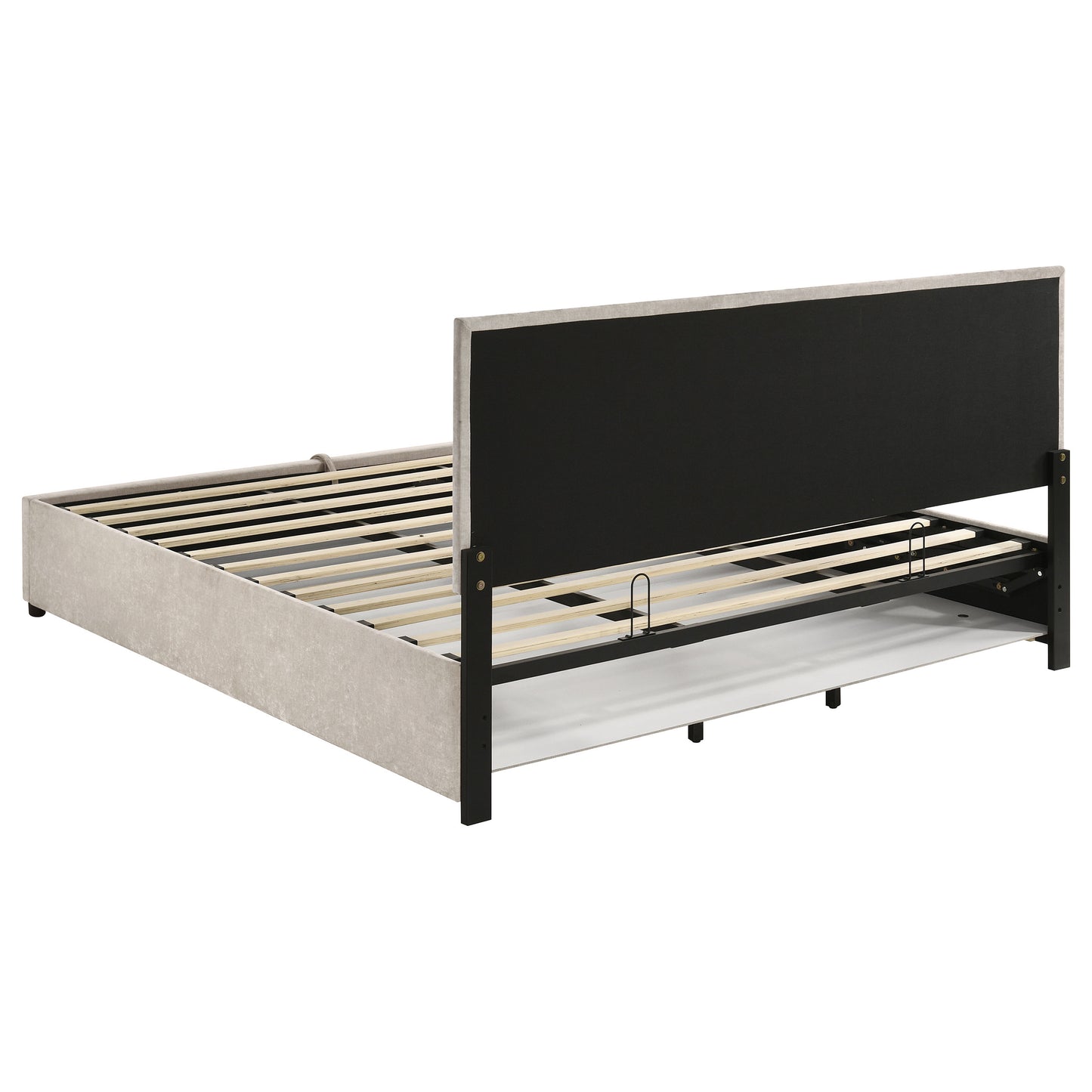 Reeves Upholstered Eastern King Lift-Top Storage Platform Bed Beige