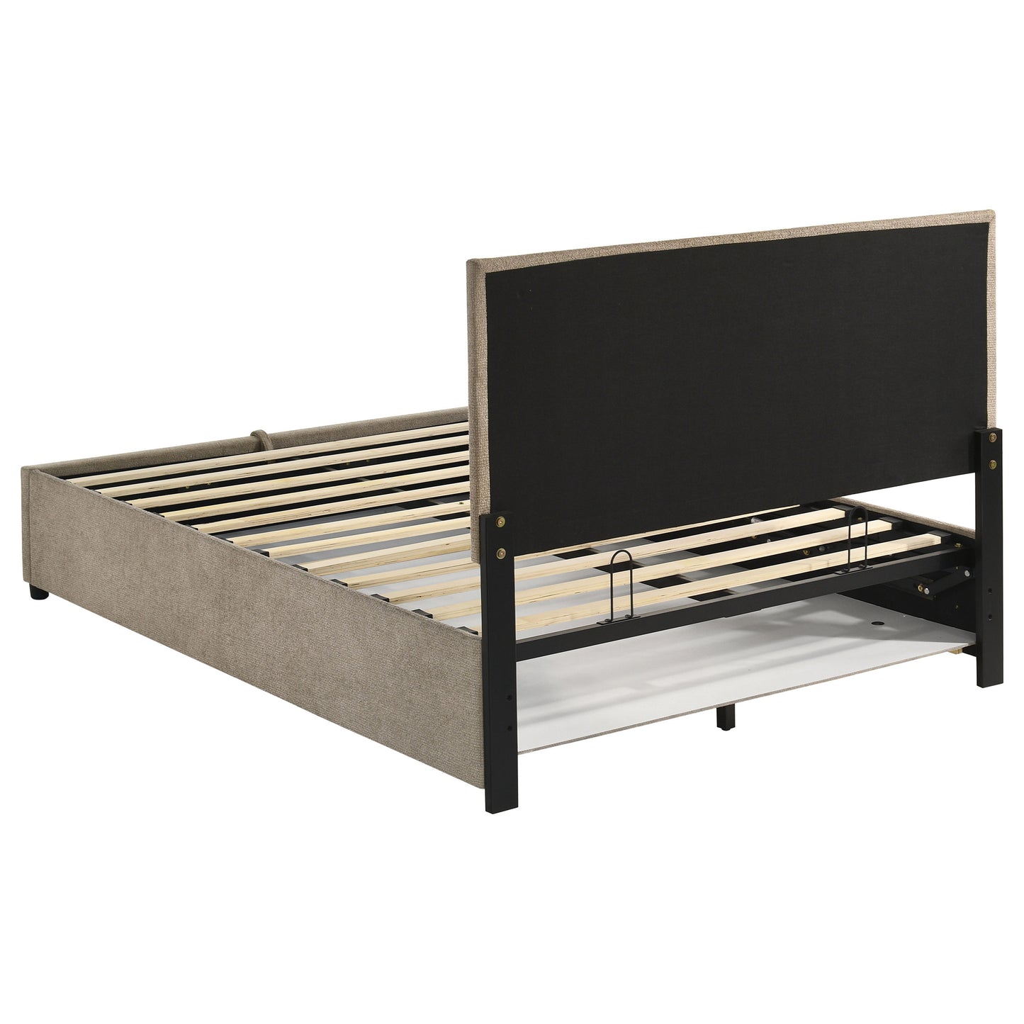 Reeves Upholstered Full Lift-Top Storage Platform Bed Tan