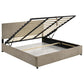 Reeves Upholstered Eastern King Lift-Top Storage Platform Bed Tan