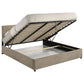 Reeves Upholstered Eastern King Lift-Top Storage Platform Bed Tan