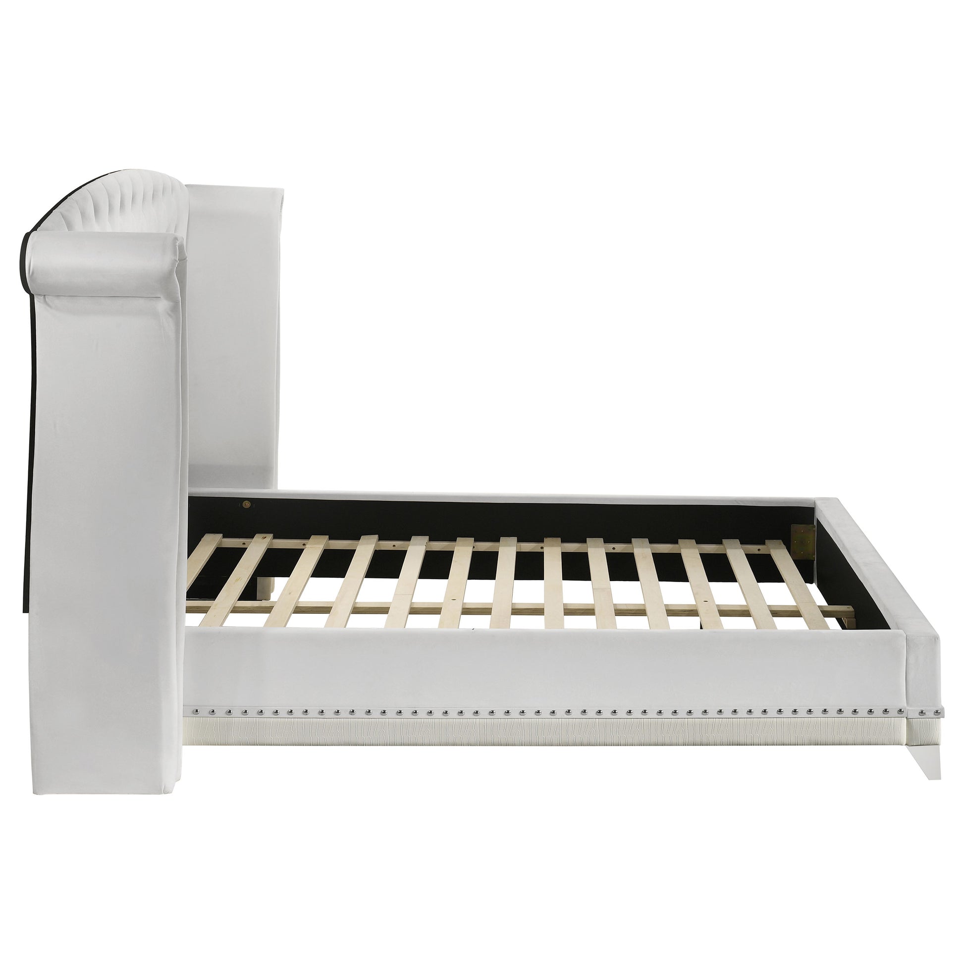 Barzini Upholstered Queen Wingback Bed White - Discount Furniture Connection