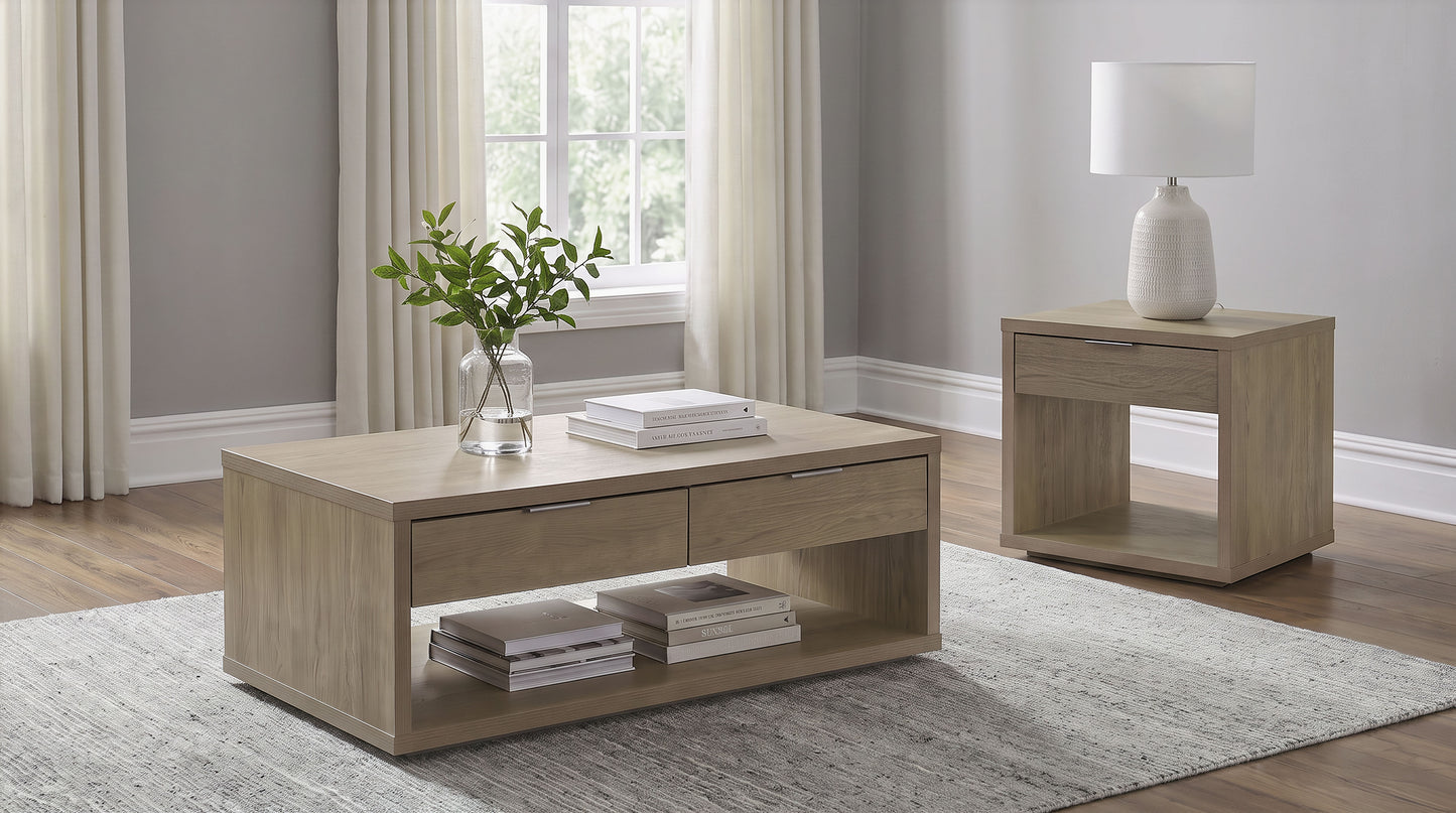 Ingram 2-Piece Coffee and End Table Set with Storage Latte