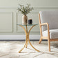Eloise Round Glass Top Curved Metal Side Table Gold