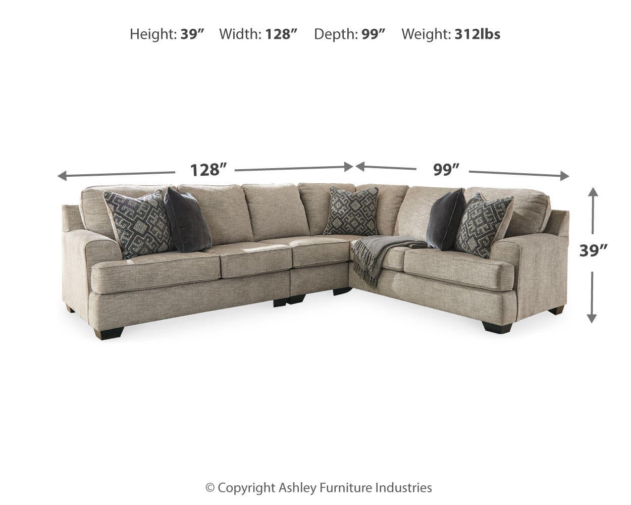 Bovarian 3-Piece Sectional - Discount Furniture Connection