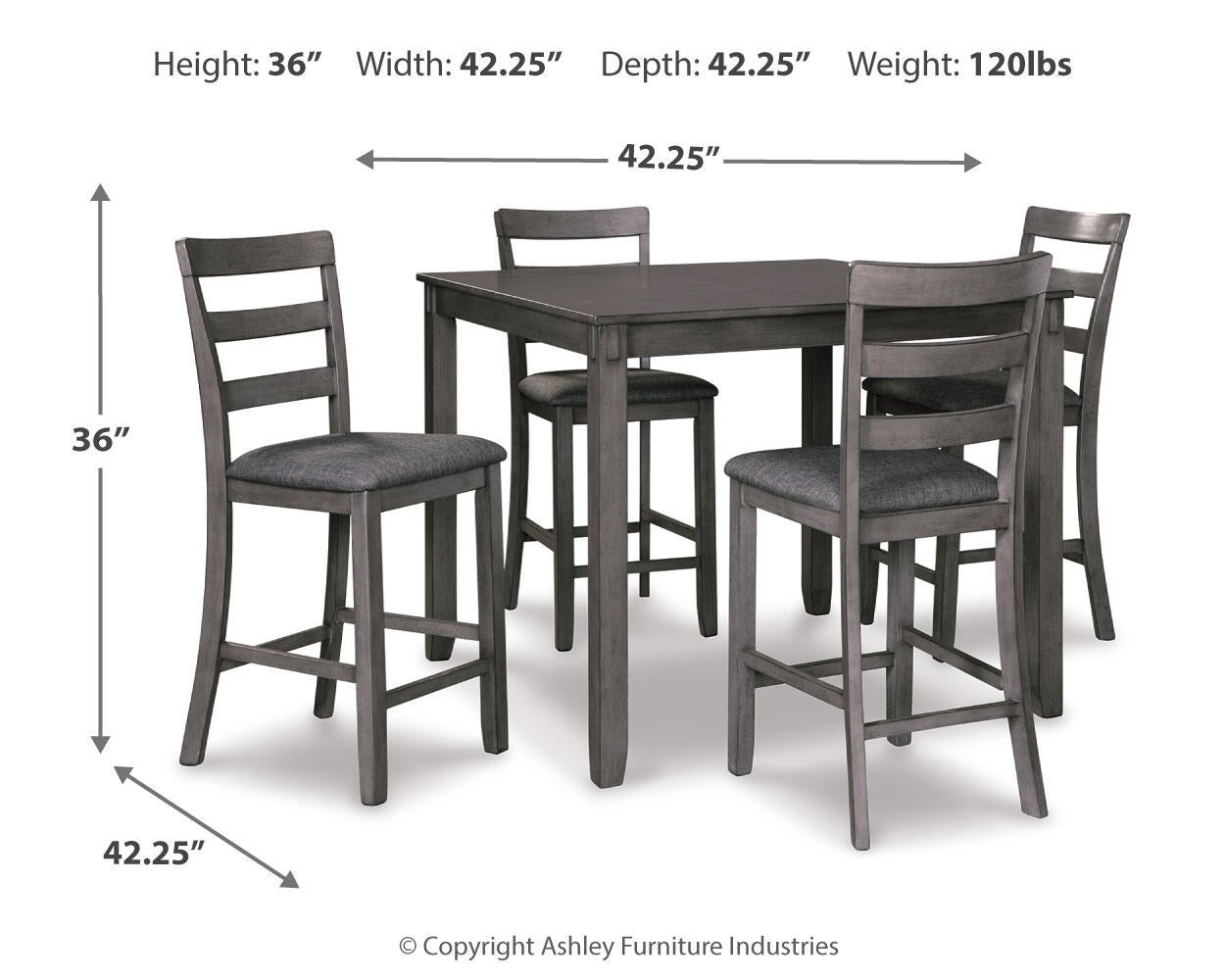 Bridson Square Counter TBL Set (5/CN) - Discount Furniture Connection
