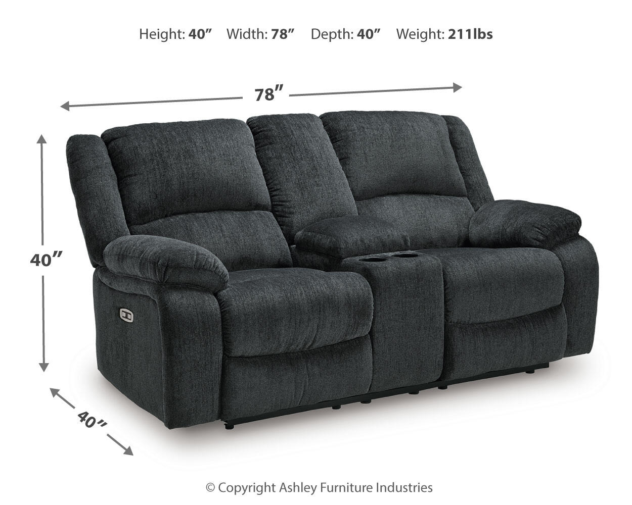 Draycoll DBL REC PWR Loveseat w/Console - Discount Furniture Connection