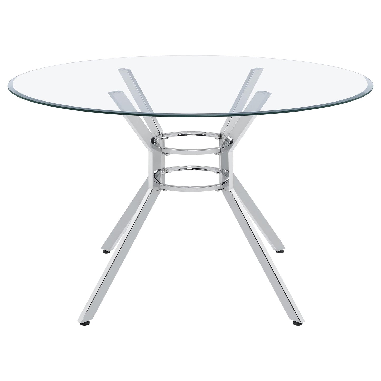 Steele 48-inch Round Glass Top Dining Table Chrome