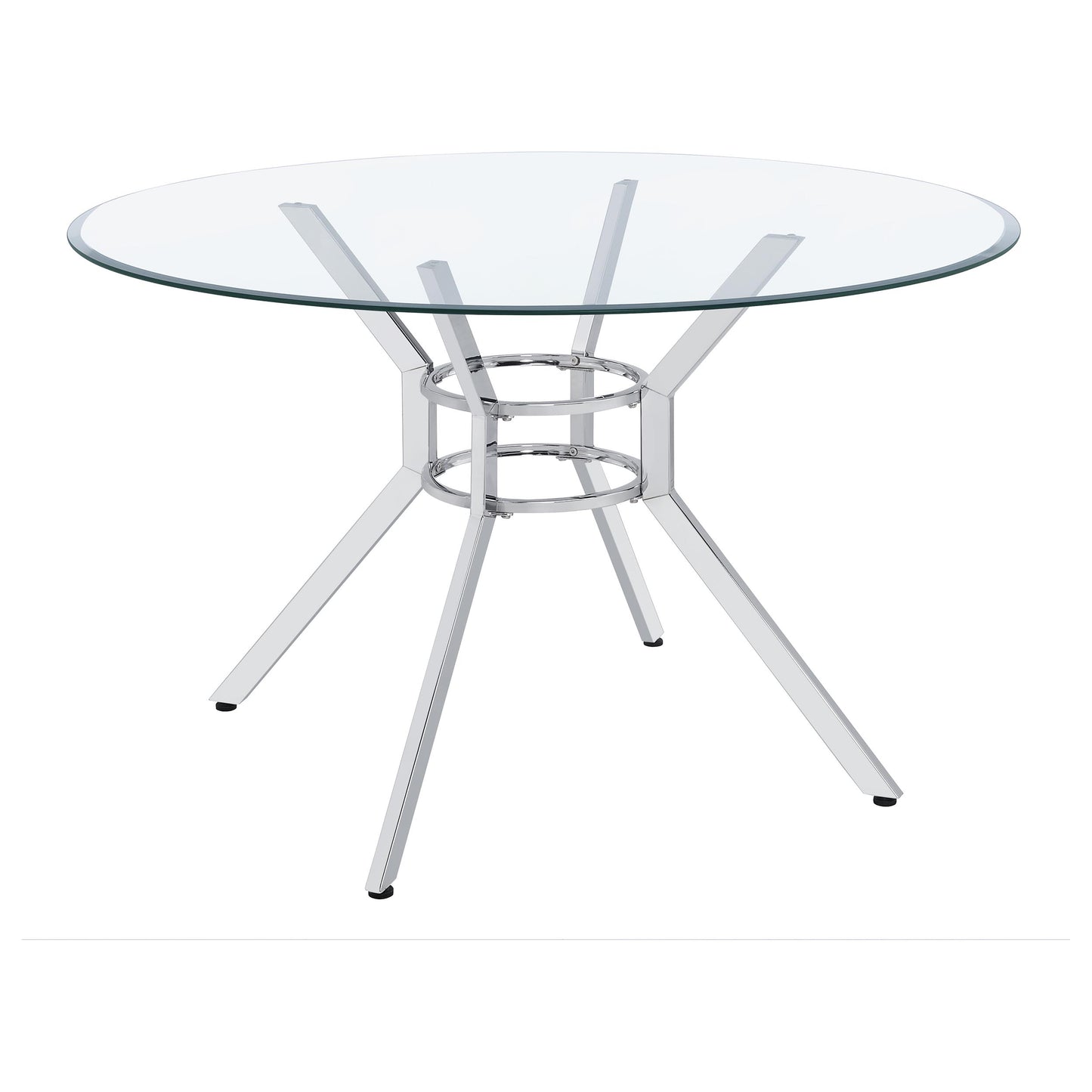 Steele 48-inch Round Glass Top Dining Table Chrome