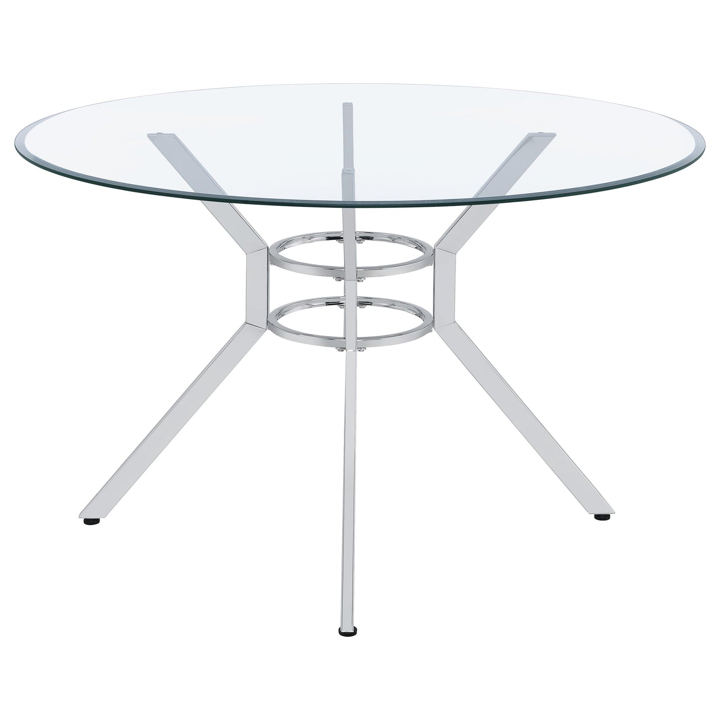 Steele 48-inch Round Glass Top Dining Table Chrome