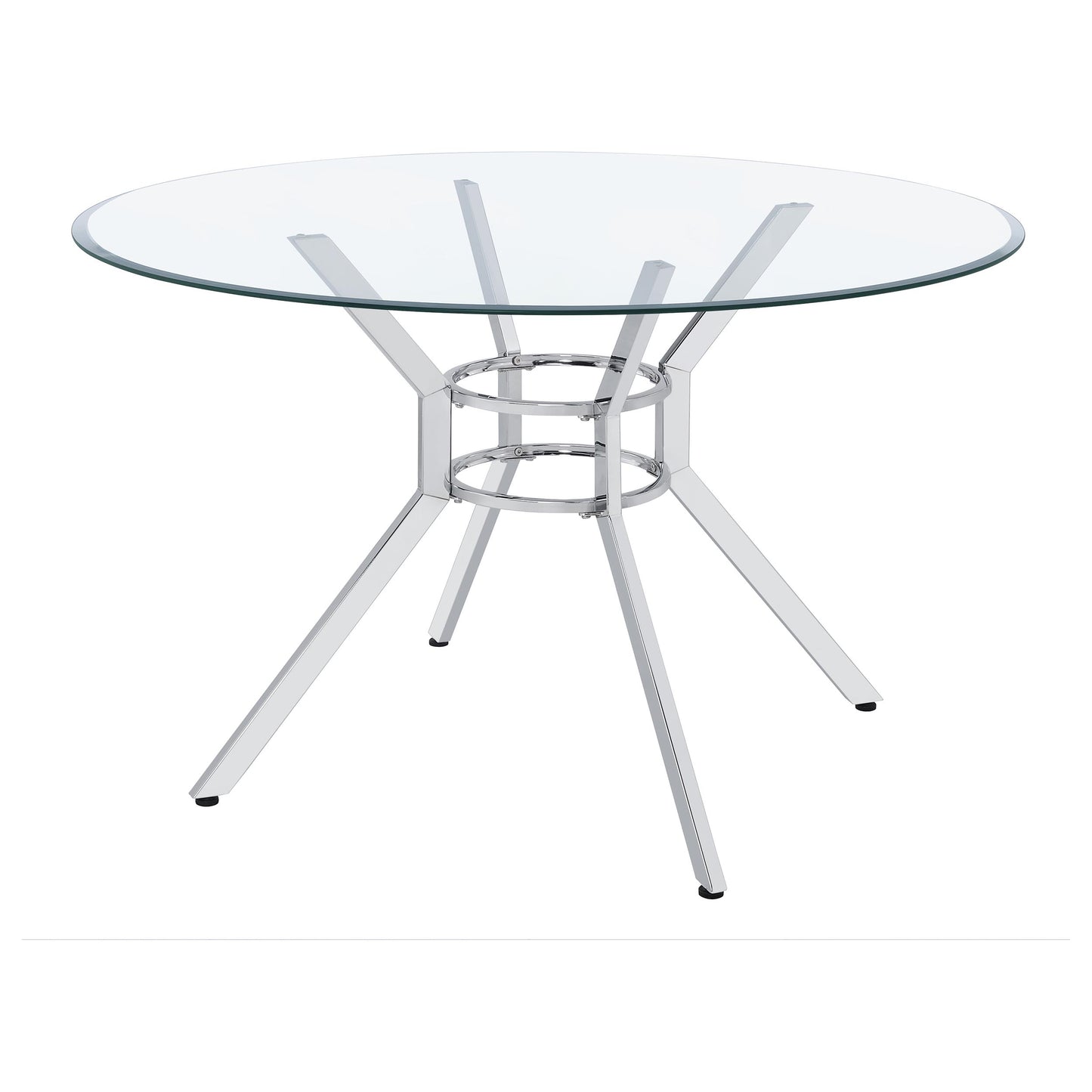 Steele 48-inch Round Glass Top Dining Table Chrome