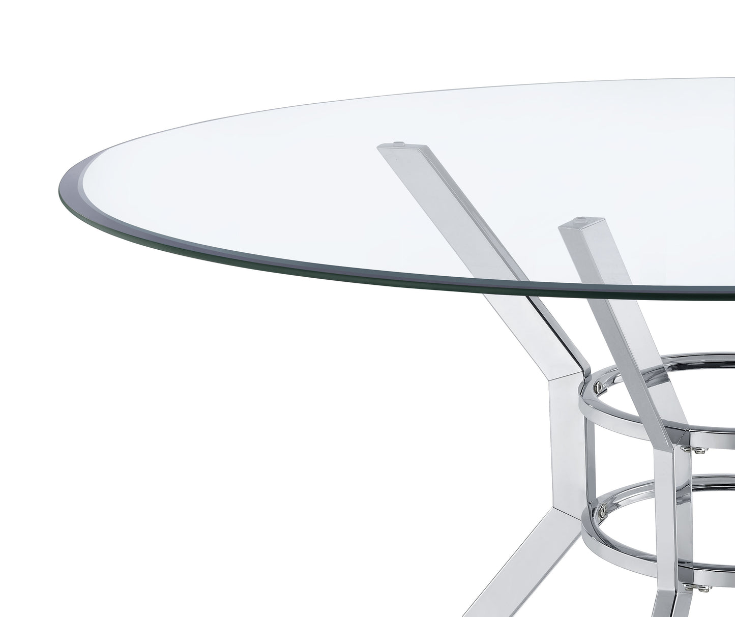 Steele 48-inch Round Glass Top Dining Table Chrome