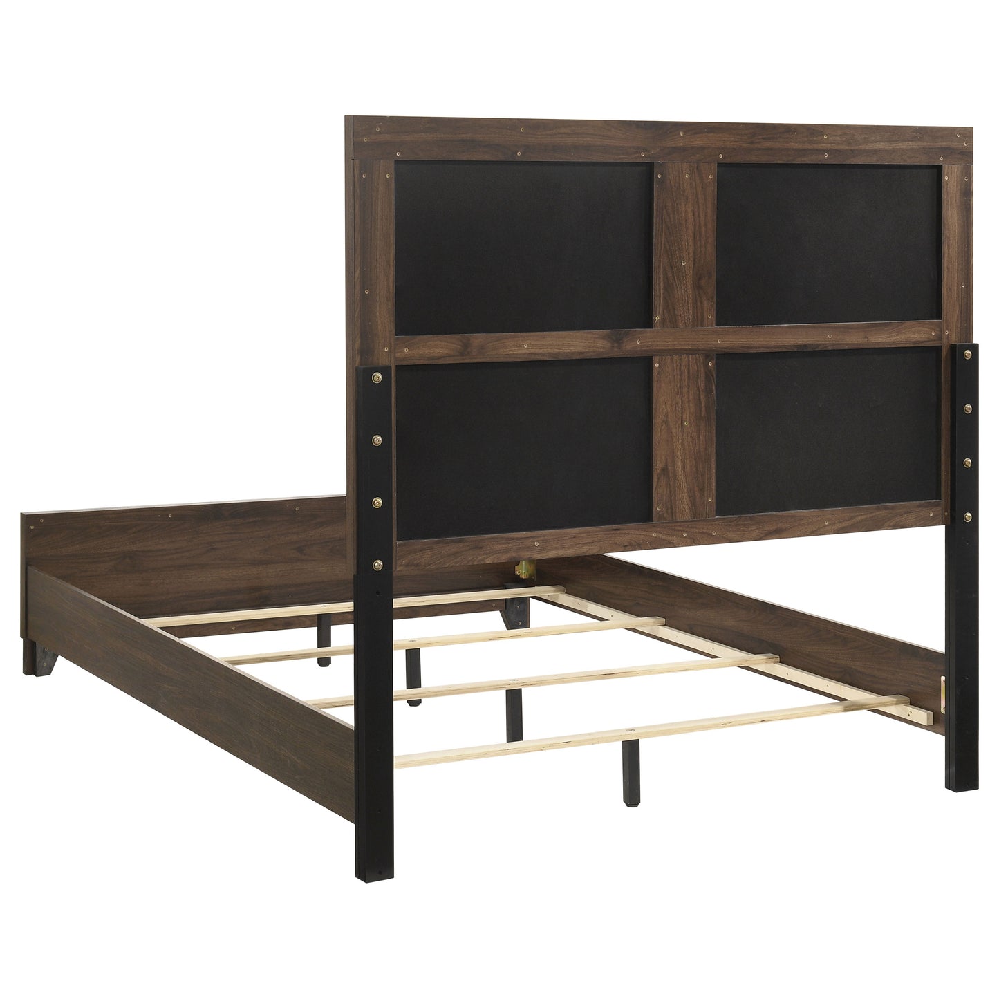 Farre Eastern King Upholstered Panel Bed Dark Brown