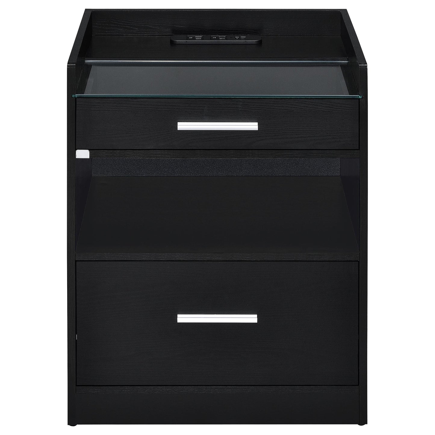 Furda 2-drawer LED Nightstand Bedside Table with Speaker Black Ash
